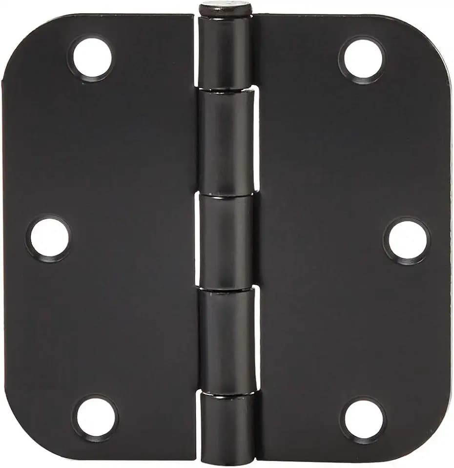 Amazon Basics Sturdy Rounded 5/8 Radius Interior Door Hinges with Included Screws, 3.5" x 3.5", Matte Black, 18-Pack