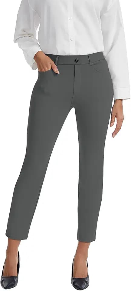 VIMPEP Women's Ankle Pants Stretchy Work Dress Business Casual Length Pants with Pockets Office Slacks for Women Casual
