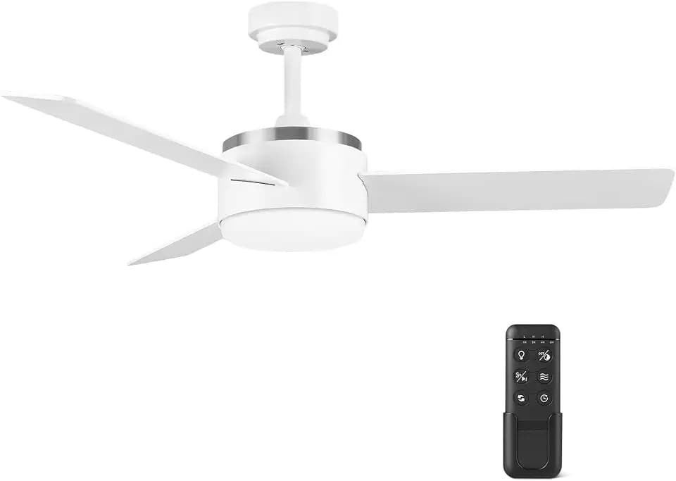 Amazon Basics 44in Ceiling Fan with LED Light and Remote Control (White)