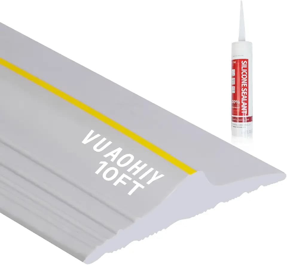 Universal Garage Door Bottom Threshold Seal Rubber Strip with Adhesives, DIY Weatherproof Weather Stripping Replacement (10FT, Gray)