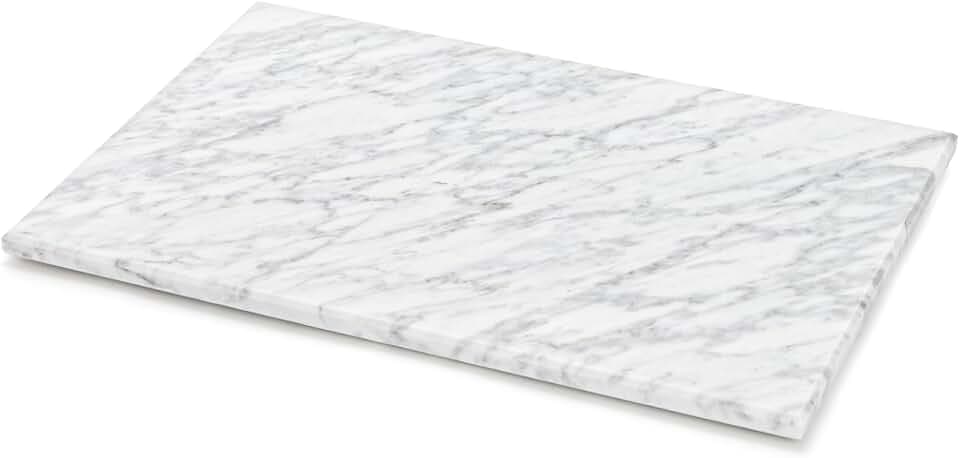 Hiceeden 8 x 12 Inches Marble Cutting Board, Stone Cutting Board with Non-Slip Feet for Kitchen Countertop, Rectangular Serving Slab for Charcuterie, Cheese, Pastry, Scratch & Heat Resistant, White