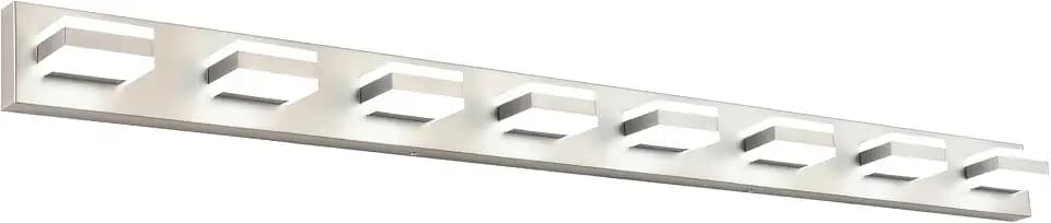 SOLFART Bathroom Light Fixtures Brushed Nickel Vanity Lights for Bathroom Above Mirror, 8 Light Led Lighting Fixture, Nickel Vanity Light, 61 Inch Vanity Light Over Mirror