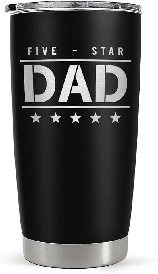 SANDJEST Five-star Dad Tumbler with Lid - Best Dad 20oz Insulated Stainless Steel Mug - Coffee Cup for Travel Sport Outdoor Activities Office, Gift for Birthday Father's Day