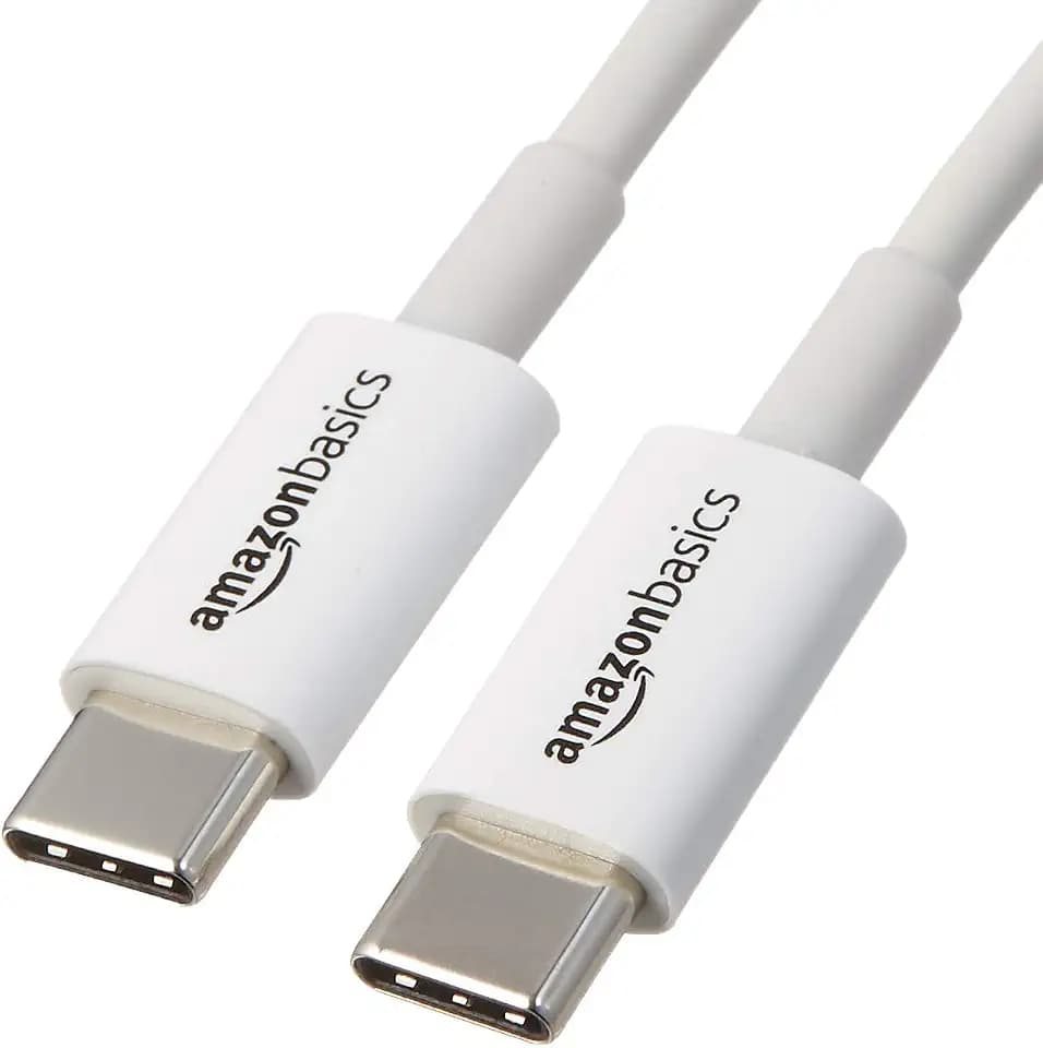 Amazon Basics USB-C-auf-USB-C Schnellladekabel, 480 Mbit/s Geschwindigkeit, USB-IF-Zertifiziert, zum Schnellladen von Apple iPhone 16/15, iPad, MacBook, Samsung Galaxy, Tablets, Laptops, 0.9m, Weiß