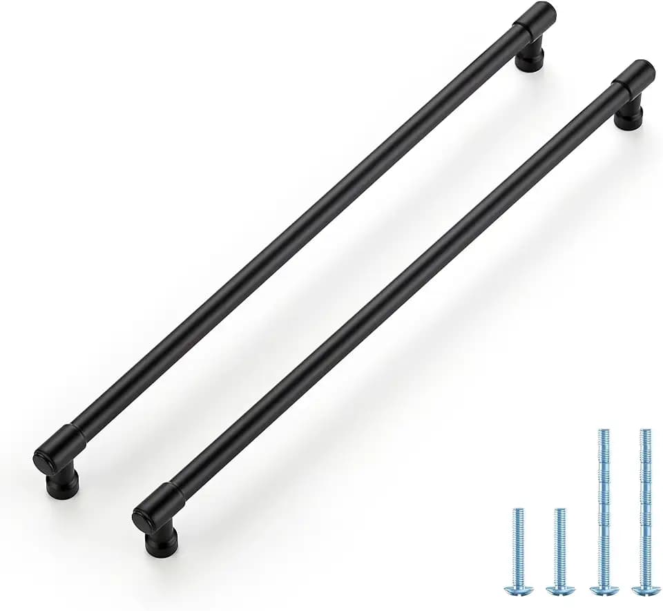 JOY DECOR Matte Black Cabinet Handles Modern Pulls,12-3/5 Inch,20 Pack