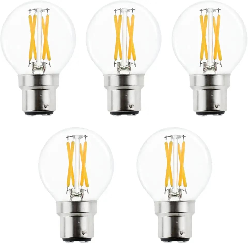 Dimmable 4W B22 G16.5 Vintage Bayonet LED Mini Globe Blub Warm White 2700K, 40W Halogen Replacement for Beside Lamp Ceiling Fan Pendant Lights Chandelier Fixture,400 lm 5-Pack
