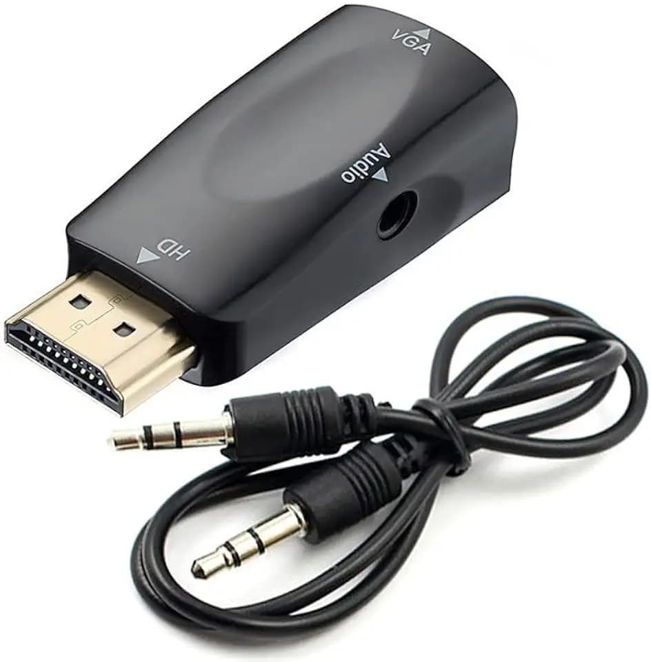Ziyan HDMI zu VGA Konverter Audiokabel Auflosung Video Kompaktadapter Adapter mit Audio Übertragung 3,5mm Klinke Audio Buchse Vergoldete Kontakte
