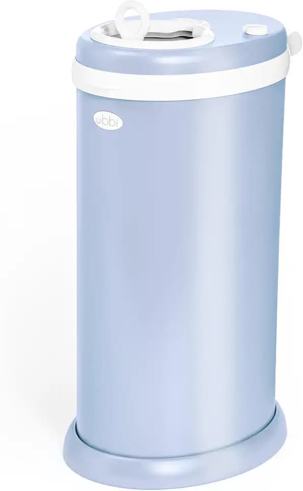 Ubbi Stainless Steel Diaper Pail, No Special Bag, Odor-Locking, Cloudy Blue