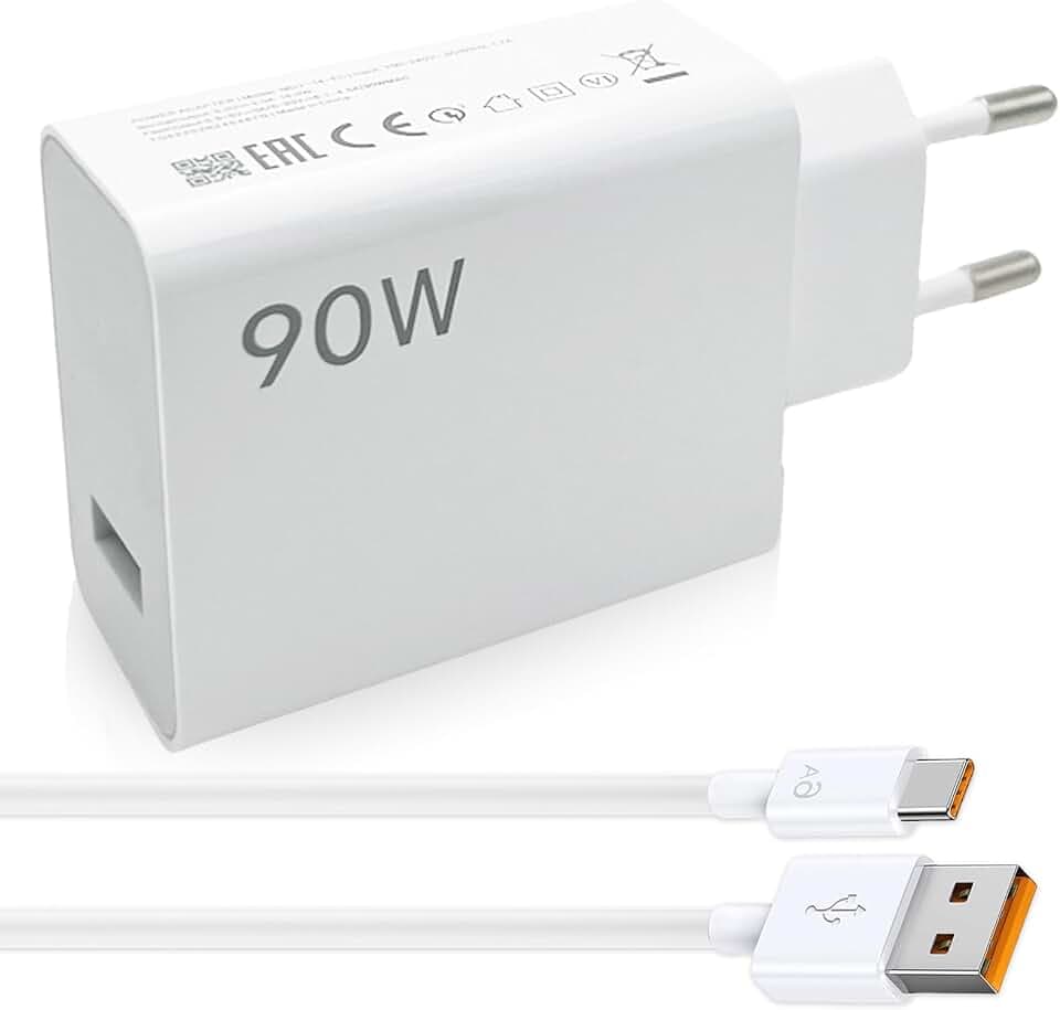 90W Ladegerät mit USB C Kabel für Xiaomi Redmi Note 14 Pro 5G, 6A Schnelllade Adapter, Schnellladegerät USB Power Handy, Ladegeräte für Xiaomi Pad 6s Pad 7 6 5 Poco X7 M7 Pro M6