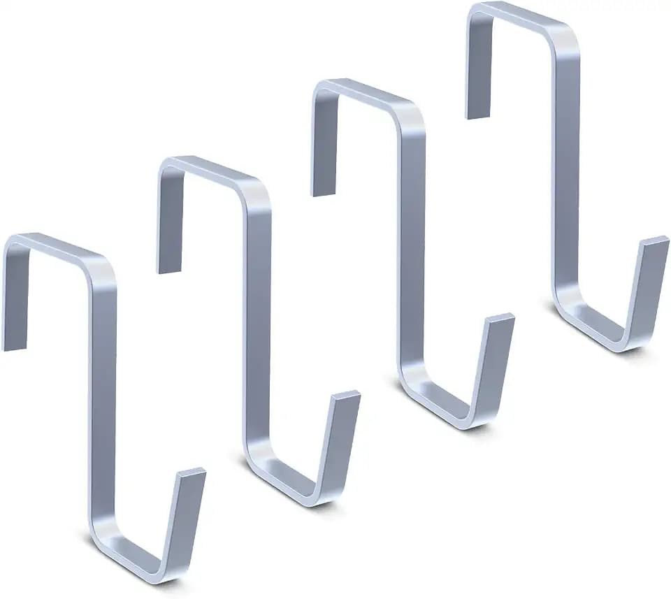 FENTEC Over The Door Hooks, 4 Pack Sturdy Metal Over The Door Hangers Hooks, Grey Door Hooks for Living Room, Kitchen, Bathroom, Bedroom