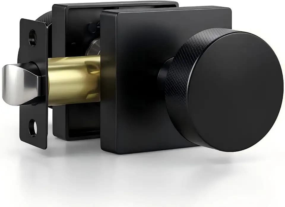 Knobonly 10 Pack Black Closet Door Knobs Interior, Keyless Passage Door knobs(Non-Locking), Square Door Knobs for Hallway, Matte Black Door Handles Zinc Alloy