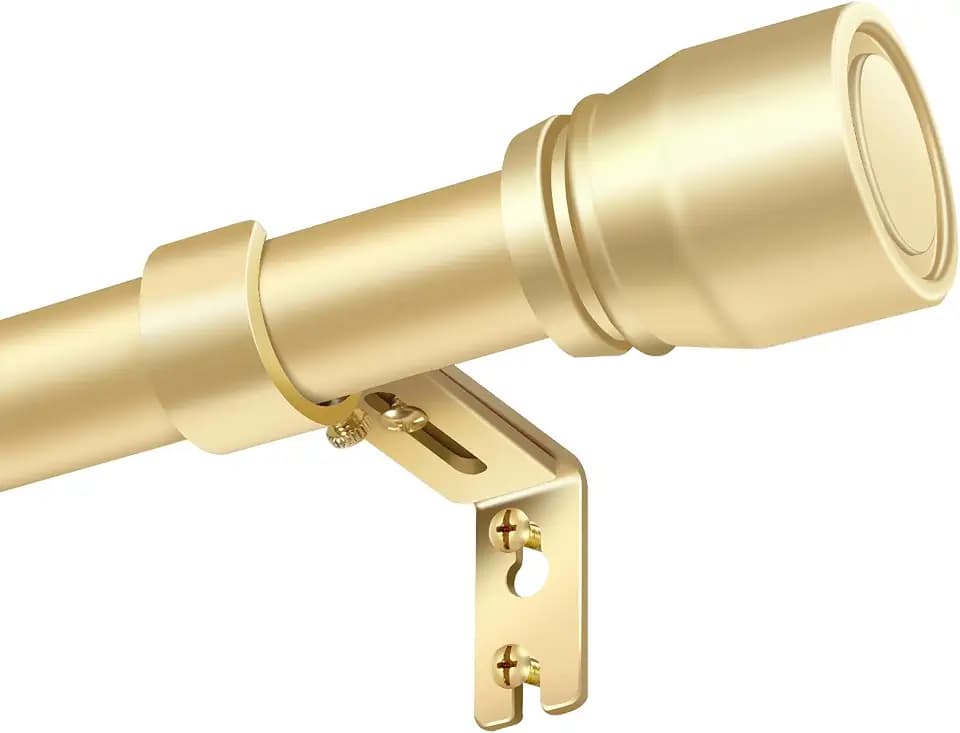 Curtain Rods 30 to 144 Inch 1 Pack Heavy Duty Adjustable Gold Rod