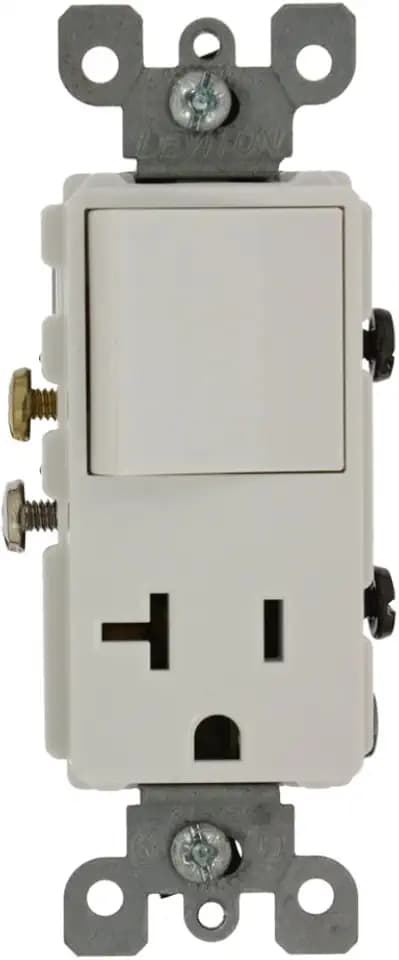 Leviton 20 Amp, 120 Volt, Decora Single-Pole, AC Combination Switch, Commercial Grade, Grounding, 5636-W, White