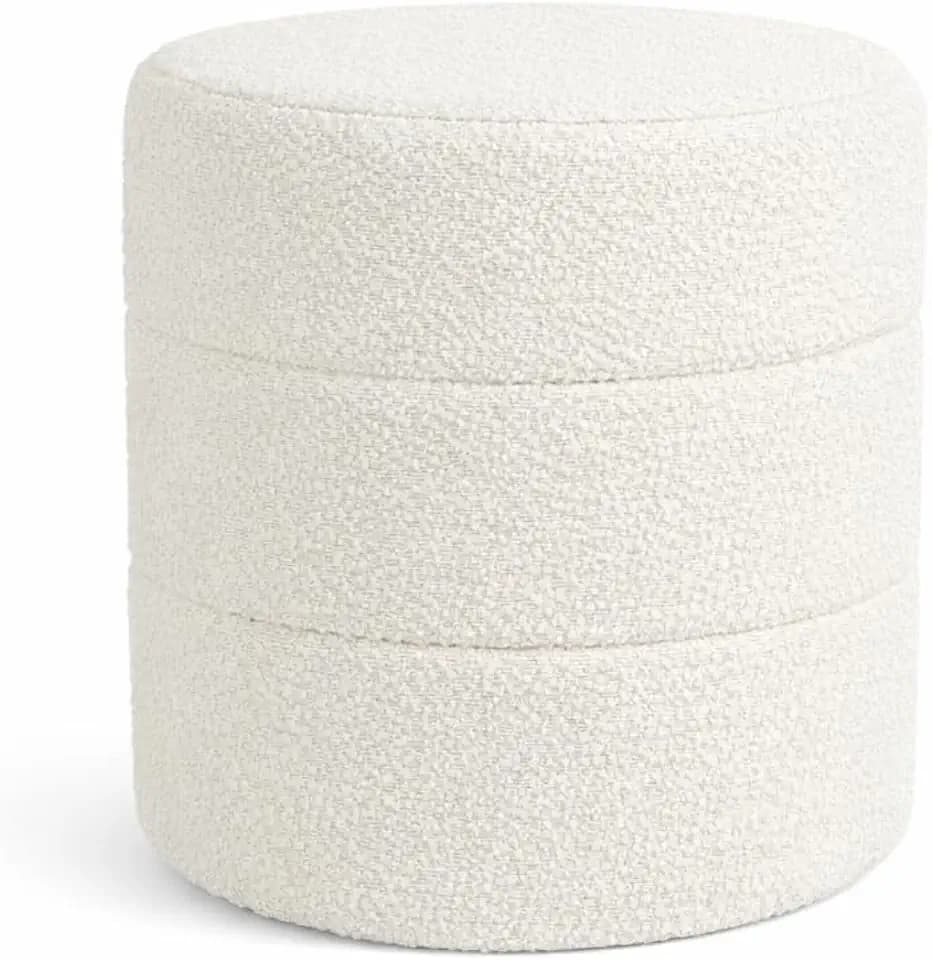 Spatial Order 18" Round Ottoman - Cream Boucle
