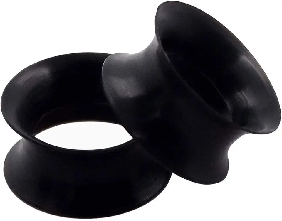 Qmcandy 2/4/18pcs Black Silicone Ear Gauges Flexible Tunnels Plugs 8G-25mm