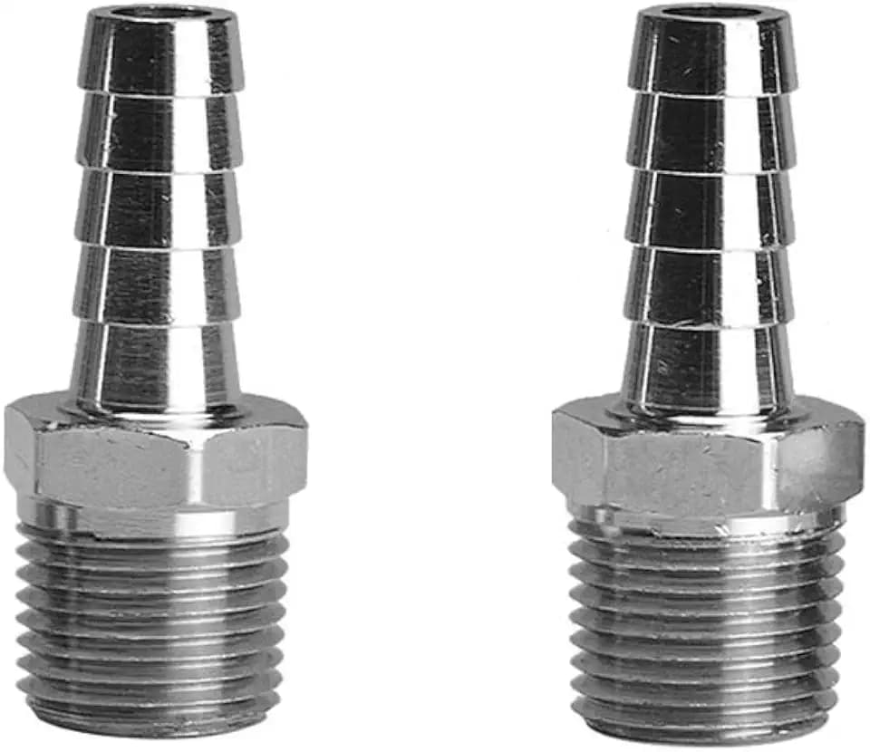 Beduan Stainless Steel 5/16" Hose Barb to 1/4" Male NPT (Pack of 2)