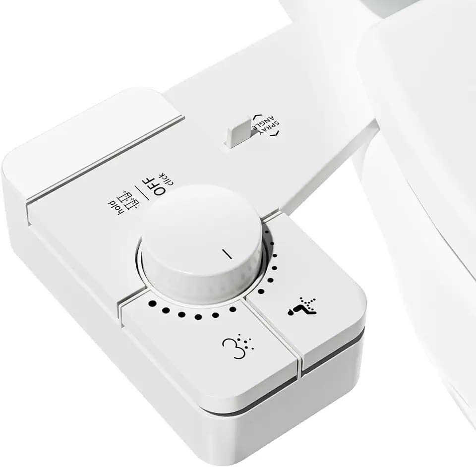 SAMODRA Bidet Attachment for Toilet, Non-Electric Fresh Cold Water Bidet Toilet with Angle Control Dual Nozzle, Adjustable Water Pressure & Self Cleaning Nozzle (1 Unit, WHIET)