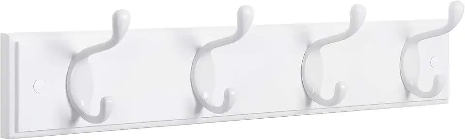 SONGMICS Wall-Mounted Coat Rack, 4 Dual Metal Hooks
