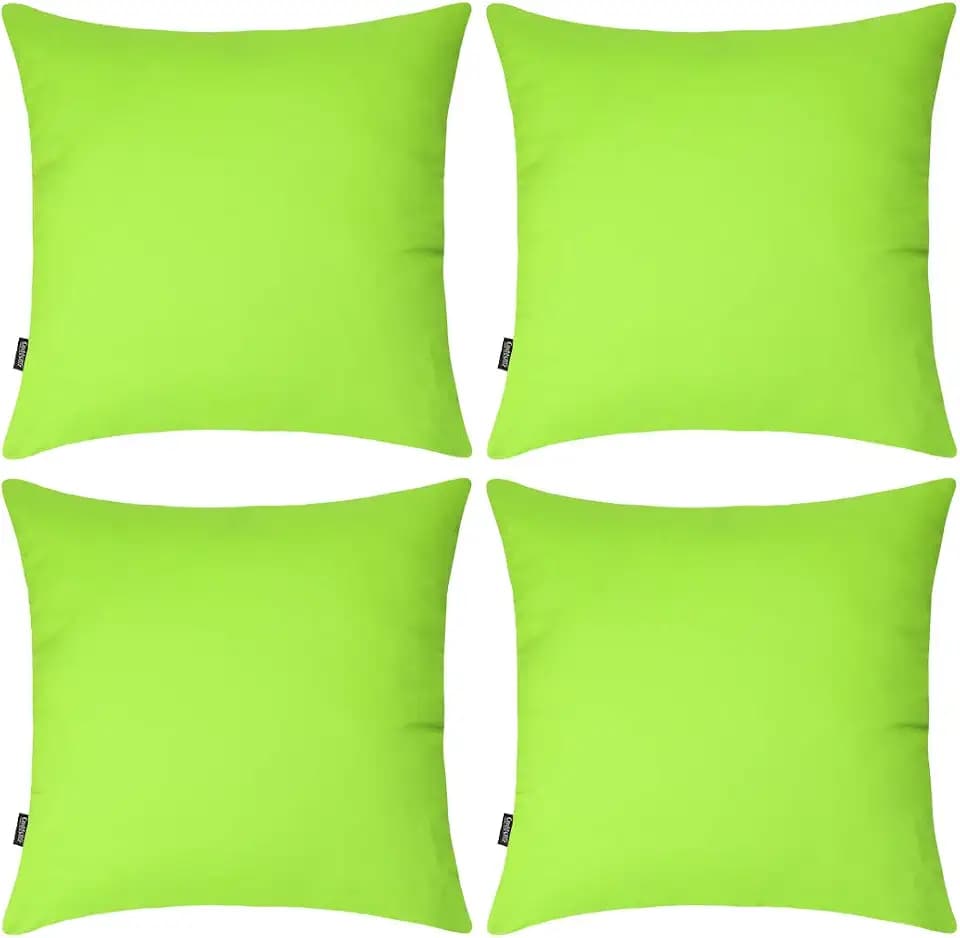 Coddsmz 4 Pack Decorative 100% Cotton Pillow Covers Square Cushion Cover Solid DIY Throw Pillowcase for Home Bed Sofa Halloween Christmas,Light Green,4 Pack-20" x 20"/50x50cm