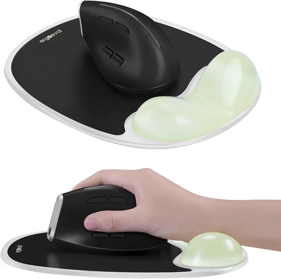 Glow in the Dark Mouse Pad for Vertical Mouse with Wrist Rest