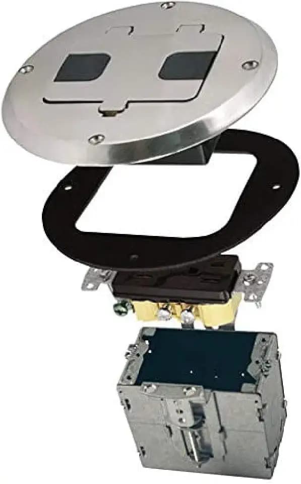 RACO 1-Gang Floor Box Kit, Recessed Duplex 15A TR Device, Steel Box, Nickel
