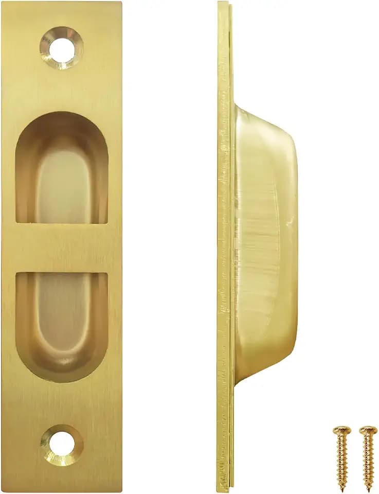 4 Inch Pocket Door Edge Pull, 304 Stainless Steel Flush Edge Handle,Pocket Door Hardware,Gold-1 Pack
