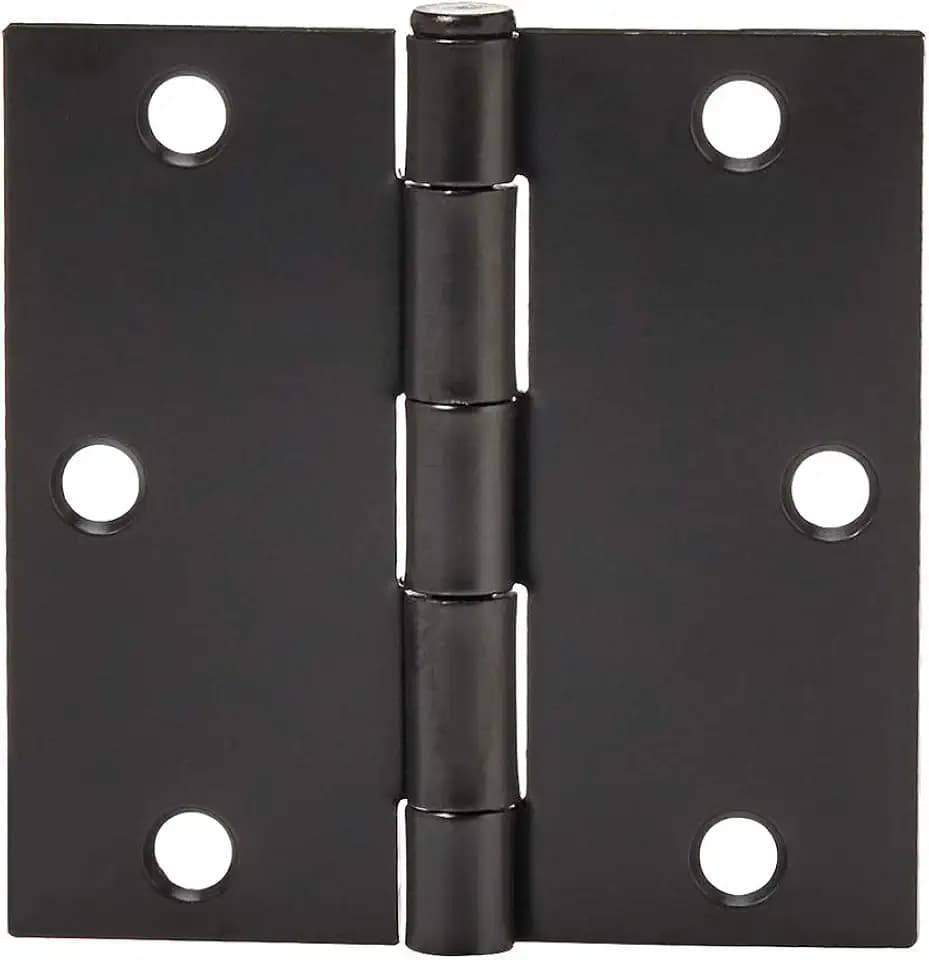 Amazon Basics Interior Door Hinges, Square, 3.5 x 3.5 Inch, Matte Black, Pack of 12