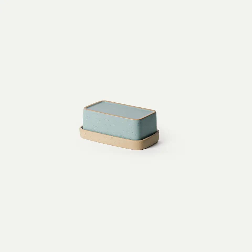 Mora Ceramic Two-in-One Butter Dish with Lid, Covered Butter Crock Container to Leave on Countertop - Large Storage Keeper/Holder for Kitchen, Gifts for Her, Butter Tray For Counter - Iris