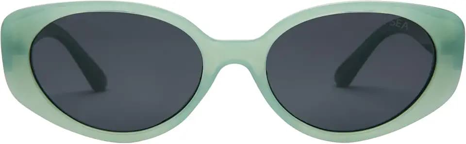 I-SEA Women's Marley Polarized Sunglasses - Mini Oval Sunglasses for Women, Trendy Cat Eye Sunglasses for Women - Womens Sunglasses with Scratch-Resistant Lenses - Sage Frame, Smoke Polarized Lens