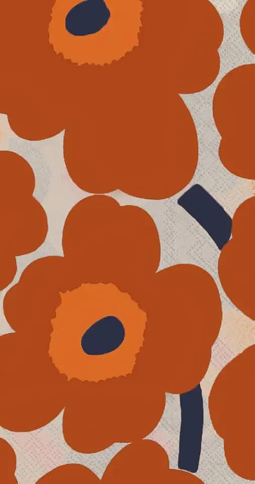 IHR Ideal Home Range Dinner Napkins Marimekko Disposable 3-Ply Paper Hand Towels, 8.5" x 4.5", Unikko (Terracotta), 16-Count