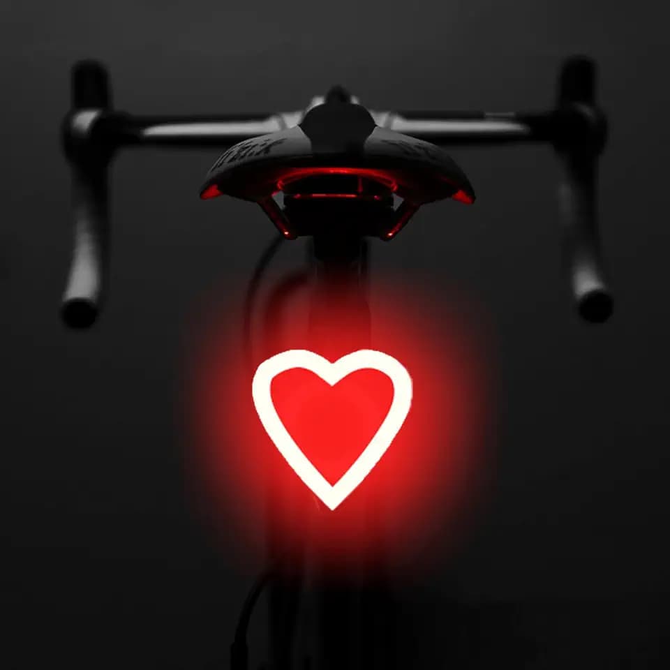 Rechargeable Bike Tail Light LED Bicycle Rear Light for Night Riding, Bright Girls Heart Shape Bike Taillight, Cycling Warning Light for Adults Kids Women, 5 Modes & Waterproof