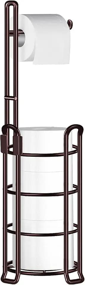 TomCare Toilet Paper Holder Stand Free Standing, Holds 4 Mega Rolls, Bronze