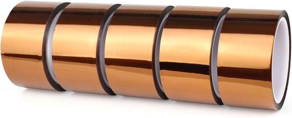 BOMEI PACK Polyimide Tape, 5 Pack High-Temperature Resistant Tape 2inch x 33m(108ft), No Residue Heat-Resistant Tape for Electric Task, 3D Printing, Soldering, Sublimation, Masking