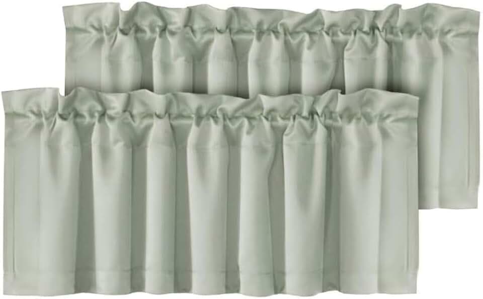 H.VERSAILTEX Blackout Valances for Windows,Sage Green Kitchen Window Valance Curtains for Living Room/Bedroom/Bathroom Privacy Decorative Rod Pocket ,2 Panels,52" W x 18" L, Light Sage