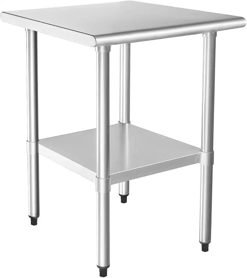 HARDURA Stainless Steel Table with Undershelf and Galvanized Legs NSF Heavy Duty Commercial Prep Work Table for Restaurant Kitchen Home and Hotel
