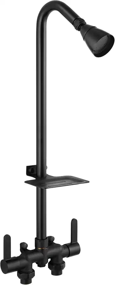 Aolemi Outdoor Shower Kit, Downward-Facing Inlets, Matte Black