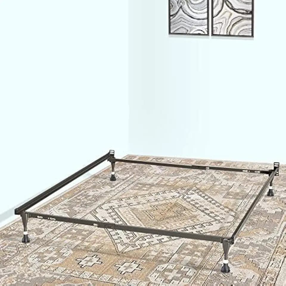 Greaton, Advanced Steel Bed Frame with Extension Glide | Re-Rolled Rail Steel Provides Strength and Durability, Double Riveted Steel Legs, Canoe Clips to Secure Cross Arms, Fits Full