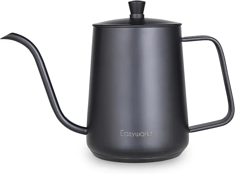 Easyworkz Gooseneck Pour Over Coffee Kettle 30 fl oz Stainless Steel Hand Drip Coffee Pot With Long Narrow Spout, Suitable for Induction Cookers, Black