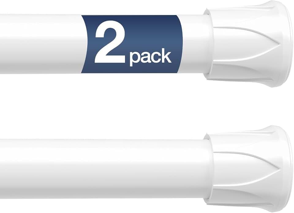 Spring Tension Curtain Rods 28-48 Inch White 2 Pack