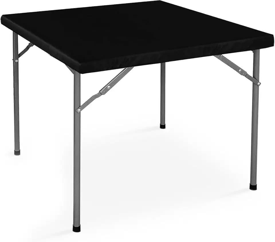 LUSHVIDA Small Square Fitted Table Cover Card Tablecloth 34x34 inch Black