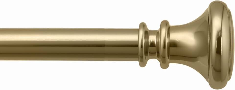 DECO WINDOW Curtain Rods for Windows 44 – 120 Inch, 1 Inch Heavy Duty Extendable Metal Drapery Rod, Adjustable Curtain Rod with Decorative Vaso Finials for Living Room Bedroom, Warm Gold