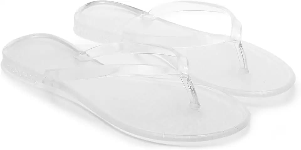 Women Flip Flops Thong Sandals Jelly Shoes Flat Slides Clear Jellies Pool Slippers Bathroom Summer Beach Size 8 Ladies Non Slip Dress Comfortable Quick Drying Soft