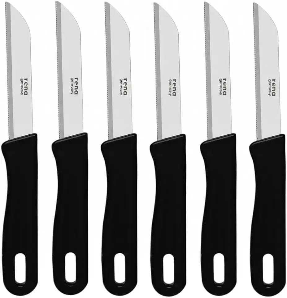 TABAKH by Rena Germany Multi Purpose Utility Kitchen Knife Set, Stainless Steel Blades, Pack of 6 Knives, 90mm