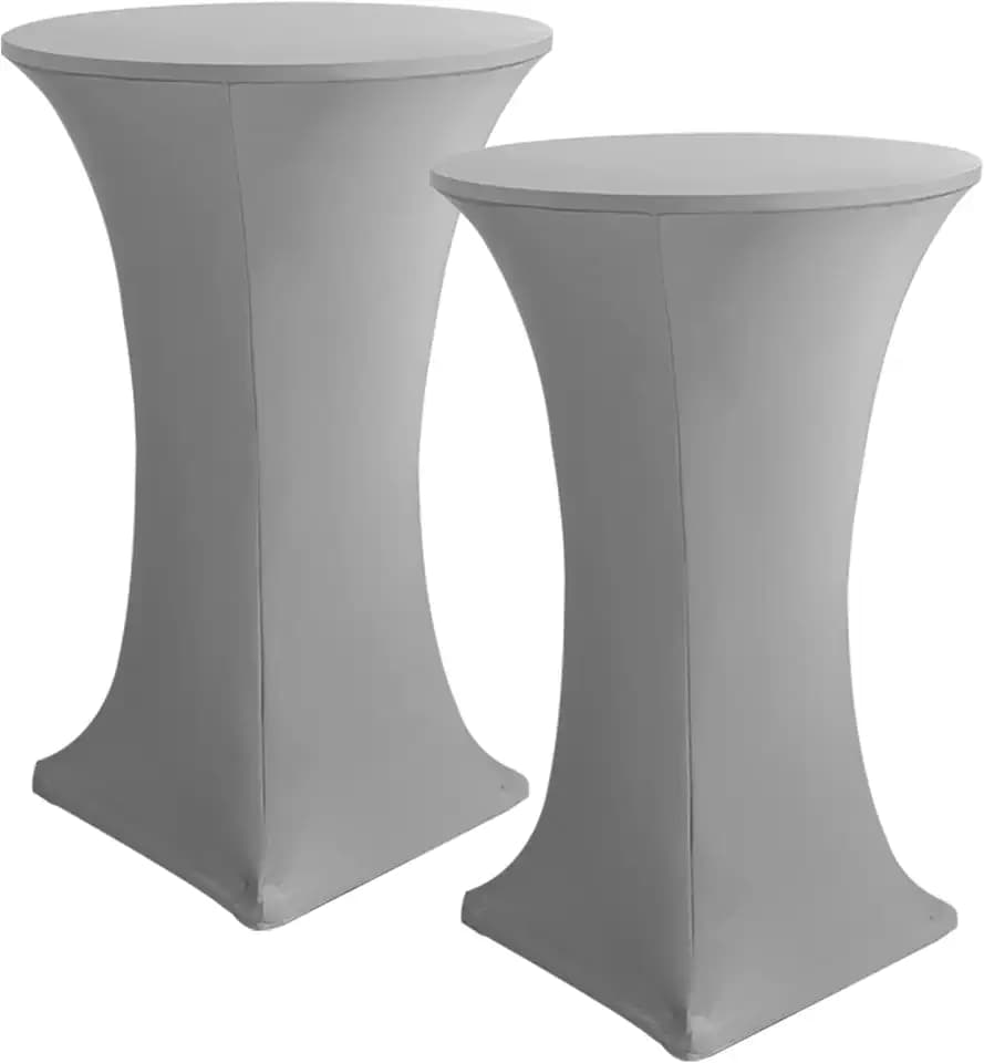 Spandex Light Grey Cocktail Table Covers for 30-32 Inch High Top Pub 2 Pack
