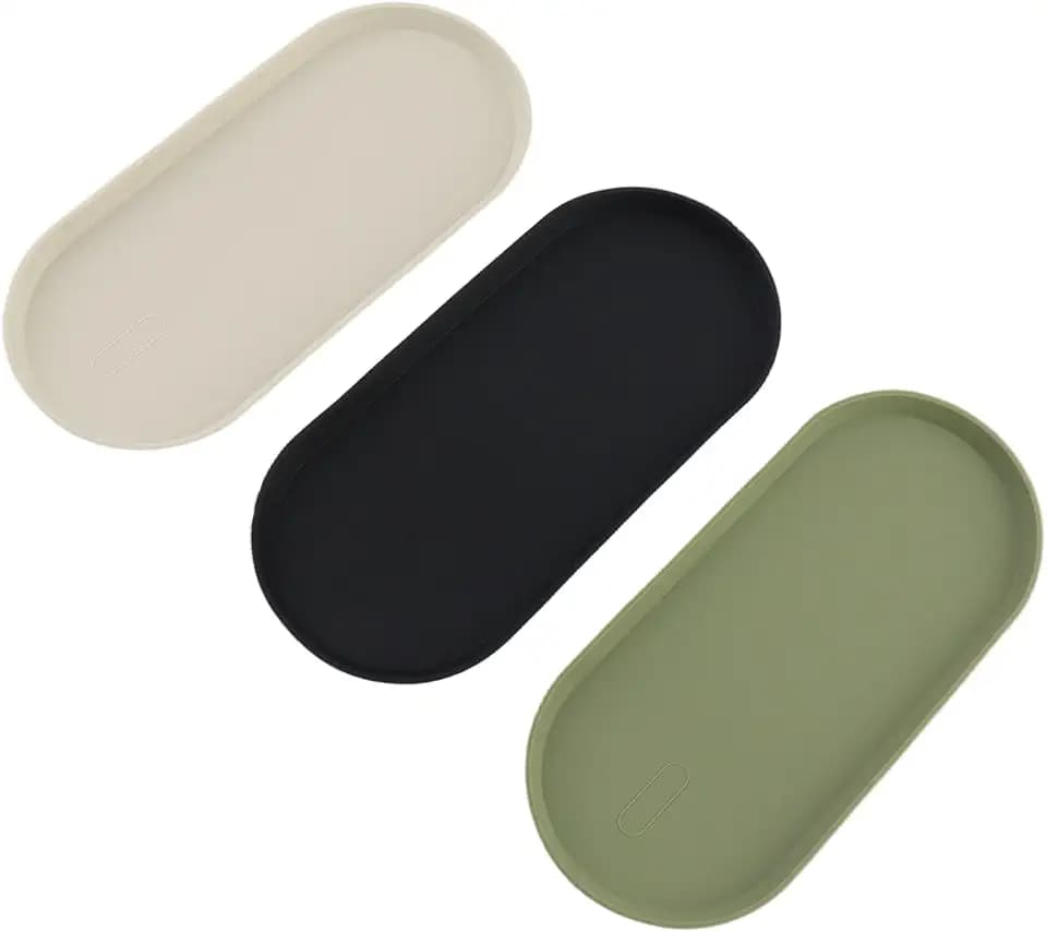 3pcs Mini Silicone Jewelry Storage Trays Oval Vanity Tray