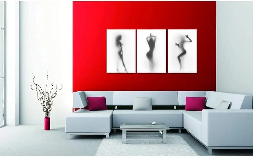 3 Panels Abstract Canvas Wall Art Hazy Shower Woman Silhouette Prints Decor