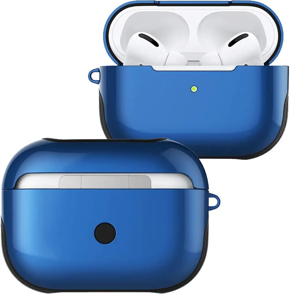 Airpods PRO Cover, Airpods PRO mit Vorhängeschloss Stoßfestes Hartschalenetui mit Schlüsselanhänger Kompatibel mit Apple Airpods pro Gen -Blau