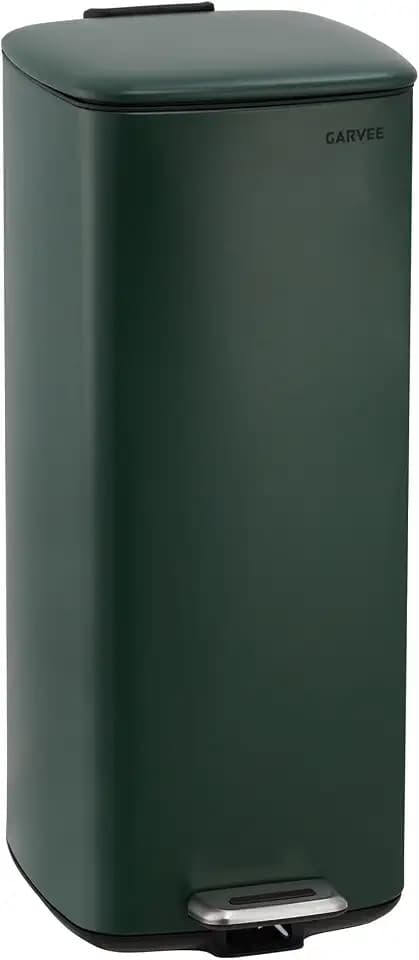 Garvee 8 Gallon Trash Can, Stainless Steel Step Garbage Can, Retro Green