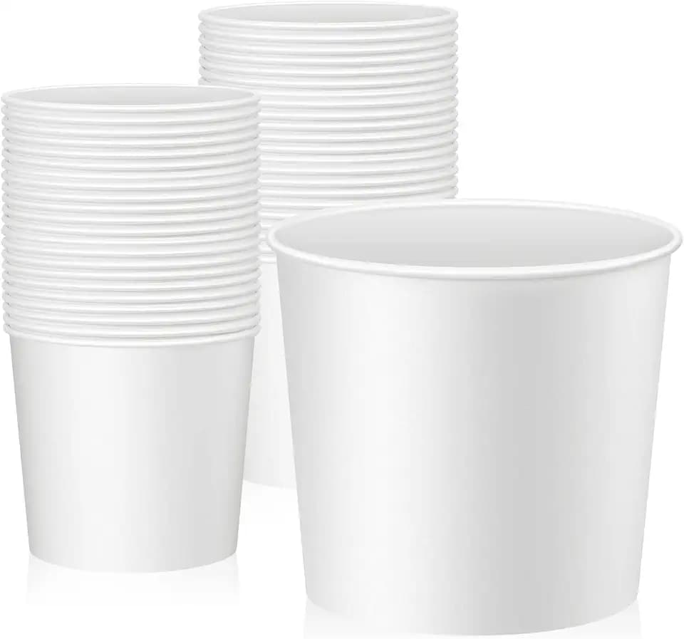 Hoolerry 50 Pcs 85 oz Paper Food Bucket, Cardboard, White
