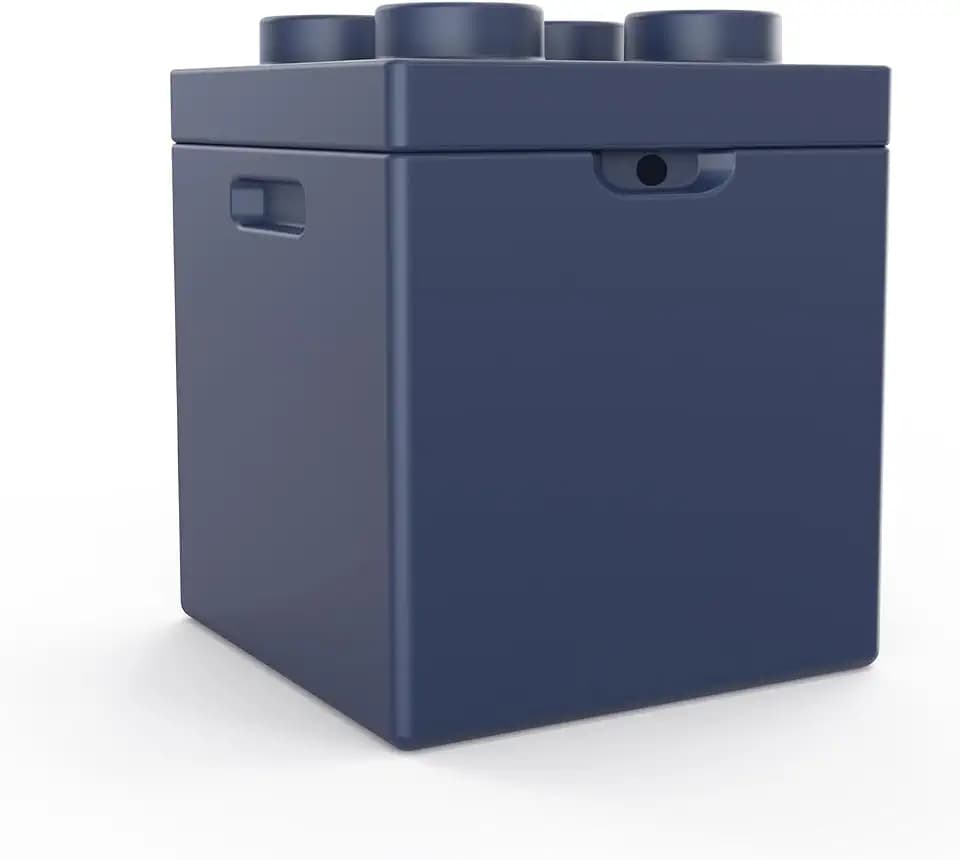 Step2 Contemporary Builders Toy Box, Oversized Kids Storage Chest With Lid, Durable Resin, Modern Playroom Organizer, Denim Blue